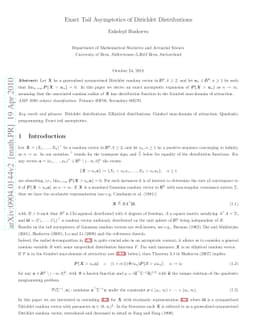 Exact Tail Asymptotics of Dirichlet Distributions