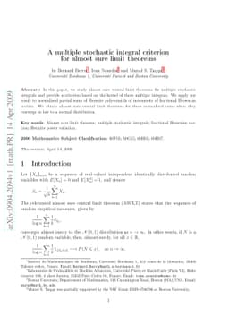 A multiple stochastic integral criterion for almost sure limit theorems
