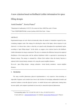 A new criterion based on Kullback-Leibler information for space filling
  designs
