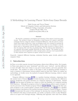 A Methodology for Learning Players' Styles from Game Records