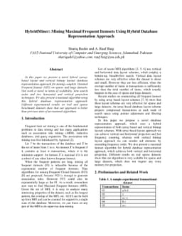 HybridMiner: Mining Maximal Frequent Itemsets Using Hybrid Database
  Representation Approach