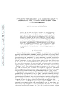 Optimistic Initialization and Greediness Lead to Polynomial Time
  Learning in Factored MDPs - Extended Version