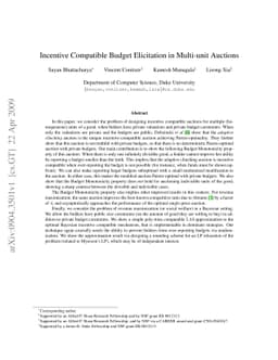 Incentive Compatible Budget Elicitation in Multi-unit Auctions