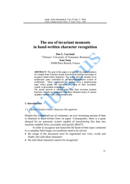 The use of invariant moments in hand-written character recognition