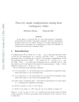 Non-very ample configurations arising from contingency tables