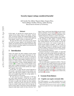 Security impact ratings considered harmful