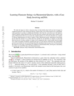 Learning Character Strings via Mastermind Queries, with a Case Study
  Involving mtDNA