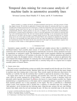 Temporal data mining for root-cause analysis of machine faults in
  automotive assembly lines