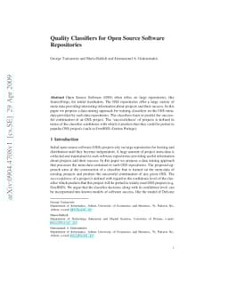 Quality Classifiers for Open Source Software Repositories