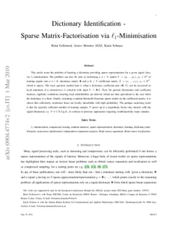Dictionary Identification - Sparse Matrix-Factorisation via
  $\ell_1$-Minimisation