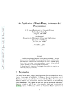 An Application of Proof-Theory in Answer Set Programming
