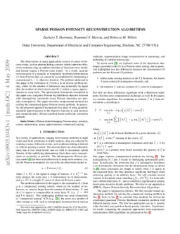 Sparse Poisson Intensity Reconstruction Algorithms