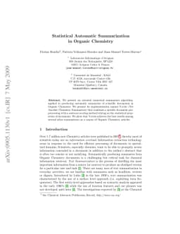 Statistical Automatic Summarization in Organic Chemistry