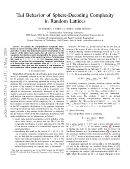 Tail Behavior of Sphere-Decoding Complexity in Random Lattices