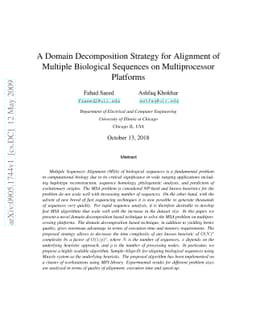 A Domain Decomposition Strategy for Alignment of Multiple Biological
  Sequences on Multiprocessor Platforms