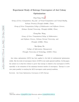 Experiment Study of Entropy Convergence of Ant Colony Optimization