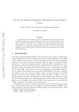 An $L (1/3)$ Discrete Logarithm Algorithm for Low Degree Curves