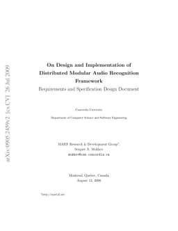 On Design and Implementation of the Distributed Modular Audio
  Recognition Framework: Requirements and Specification Design Document