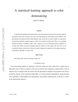 A statistical learning approach to color demosaicing