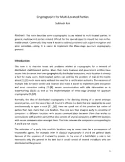 Cryptography for Multi-Located Parties