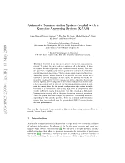 Automatic Summarization System coupled with a Question-Answering System
  (QAAS)