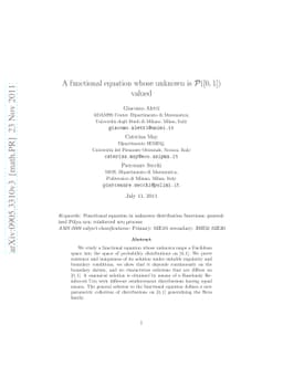 A functional equation whose unknown is P([0,1]) valued