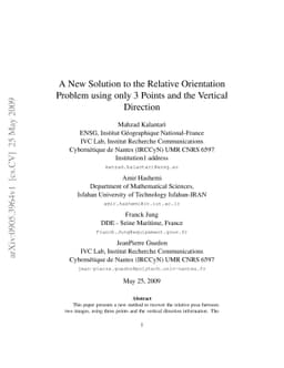 A New Solution to the Relative Orientation Problem using only 3 Points
  and the Vertical Direction