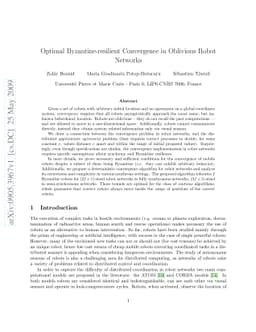 Optimal byzantine resilient convergence in oblivious robot networks