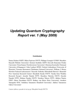 Updating Quantum Cryptography Report ver. 1