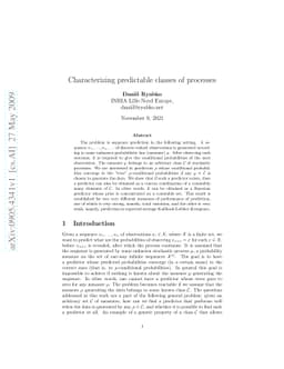 Characterizing predictable classes of processes