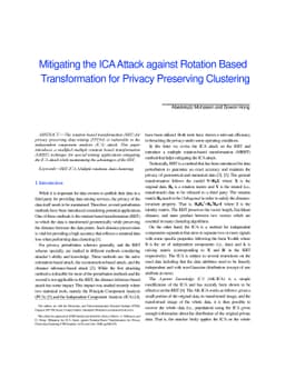 Mitigating the ICA Attack against Rotation Based Transformation for
  Privacy Preserving Clustering