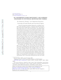 On convergence rates equivalency and sampling strategies in functional
  deconvolution models
