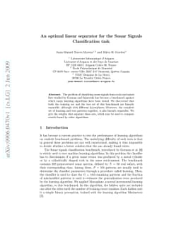 An optimal linear separator for the Sonar Signals Classification task