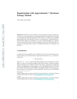 Regularization with Approximated $L^2$ Maximum Entropy Method