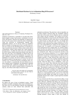 Distributed elections in an Archimedean ring of processors