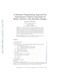 A Dynamic Programming Approach for Approximate Uniform Generation of
  Binary Matrices with Specified Margins