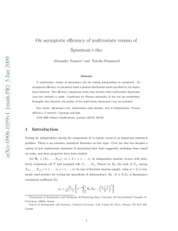 On asymptotic efficiency of multivariate version of Spearman's rho