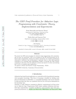 The CIFF Proof Procedure for Abductive Logic Programming with
  Constraints: Theory, Implementation and Experiments