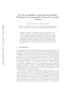 On the Decidability of (ground) Reachability Problems for Cryptographic
  Protocols (extended version)
