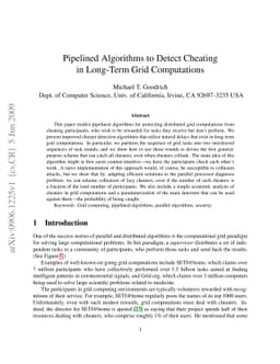 Pipelined Algorithms to Detect Cheating in Long-Term Grid Computations