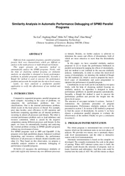 Similarity Analysis in Automatic Performance Debugging of SPMD Parallel
  Programs