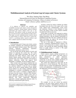 Multidimensional Analysis of System Logs in Large-scale Cluster Systems