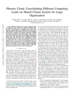 Phoenix Cloud: Consolidating Different Computing Loads on Shared Cluster
  System for Large Organization