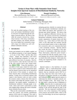 Syntax is from Mars while Semantics from Venus! Insights from Spectral
  Analysis of Distributional Similarity Networks