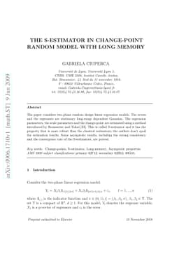 The S-Estimator in Change-Point Random Model with Long Memory