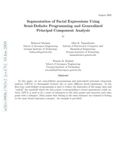Segmentation of Facial Expressions Using Semi-Definite Programming and
  Generalized Principal Component Analysis