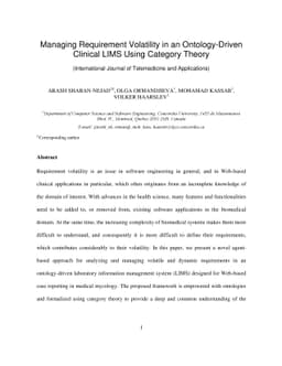 Managing Requirement Volatility in an Ontology-Driven Clinical LIMS
  Using Category Theory. International Journal of Telemedicine and Applications