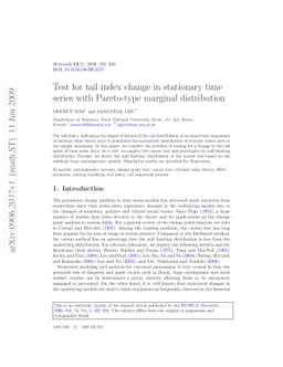 Test for tail index change in stationary time series with Pareto-type
  marginal distribution