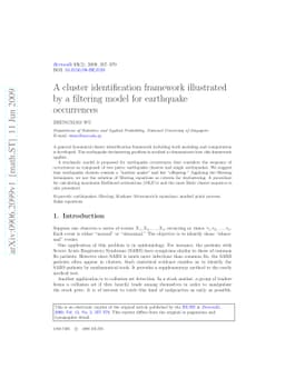 A cluster identification framework illustrated by a filtering model for
  earthquake occurrences