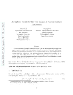 Asymptotic Results for the Two-parameter Poisson-Dirichlet Distribution